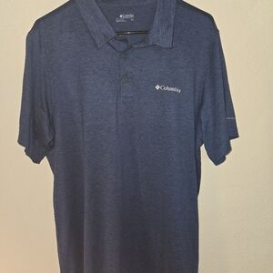 COLUMBIA SPORTSWEAR MEN'S BLUE POLYESTER-RAYON SHORT SLV POLO SHIRT SIZE L